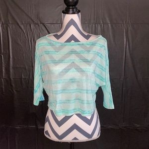 Turquoise and White Striped Top